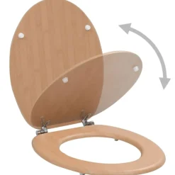 Toiletbril met deksel bamboe MDF>vidaXL New