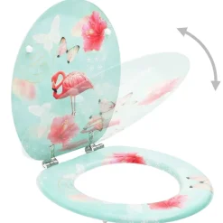 Toiletbril met deksel flamingo MDF>vidaXL Best