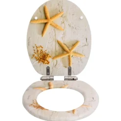 Sanitair & Loodgietersbenodigdheden*vidaXL Toiletbril met soft-close deksel zeester MDF