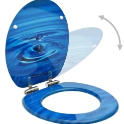 Sanitair & Loodgietersbenodigdheden*vidaXL Toiletbril met soft-close deksel waterdruppel MDF blauw