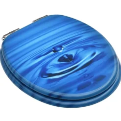 Sanitair & Loodgietersbenodigdheden*vidaXL Toiletbril met soft-close deksel waterdruppel MDF blauw