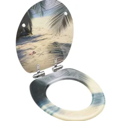 Sanitair & Loodgietersbenodigdheden*vidaXL Toiletbril met soft-close deksel strand MDF