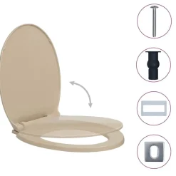 Sanitair & Loodgietersbenodigdheden*vidaXL Toiletbril soft-close en quick-release ovaal Beige