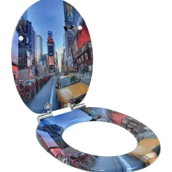 Toiletbrillen 2 st met soft-close deksels MDF New York ontwerp><noscript><img width=
