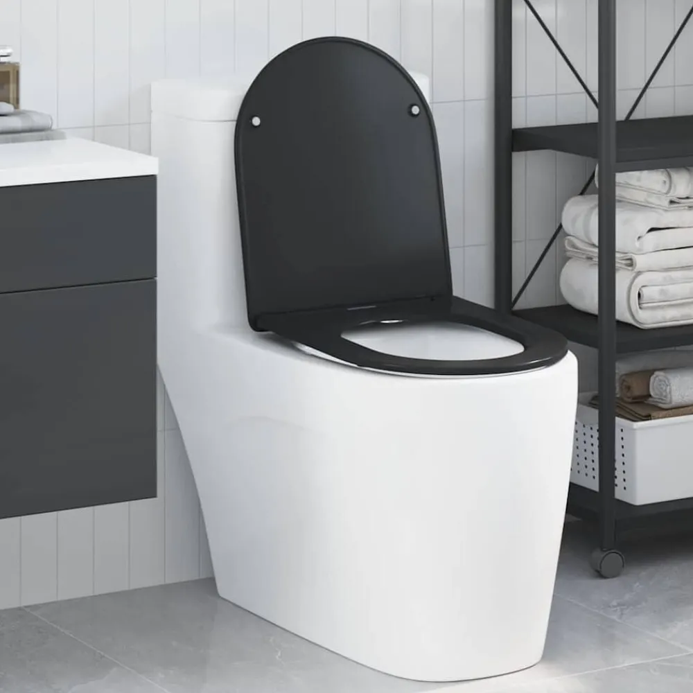 Sanitair & Loodgietersbenodigdheden*vidaXL Toiletzitting 47 x 36 x 3,4 cm Duroplast Zwart