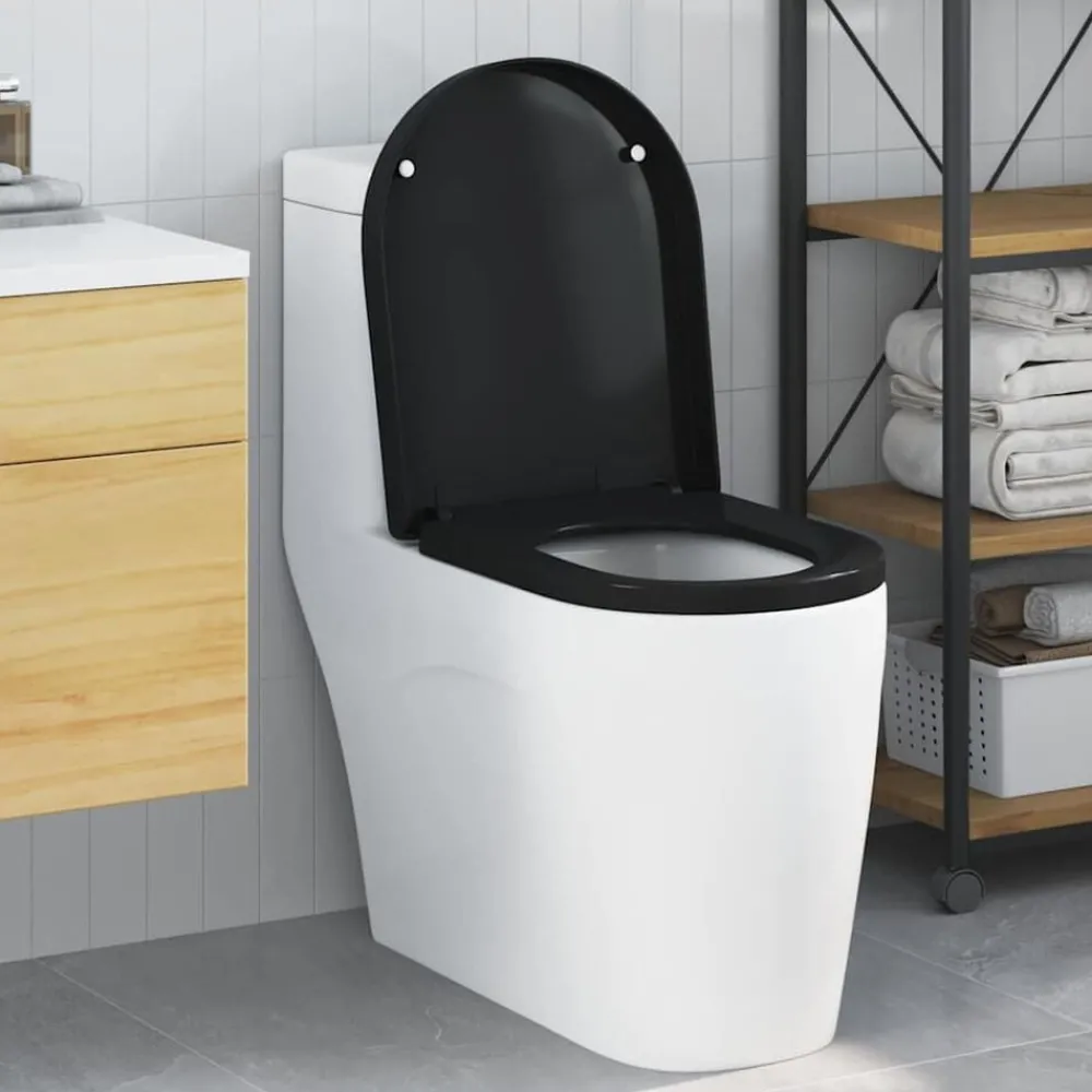 Sanitair & Loodgietersbenodigdheden*vidaXL Toiletzitting 48 x 36,5 x 4,5 cm Polypropyleen Zwart