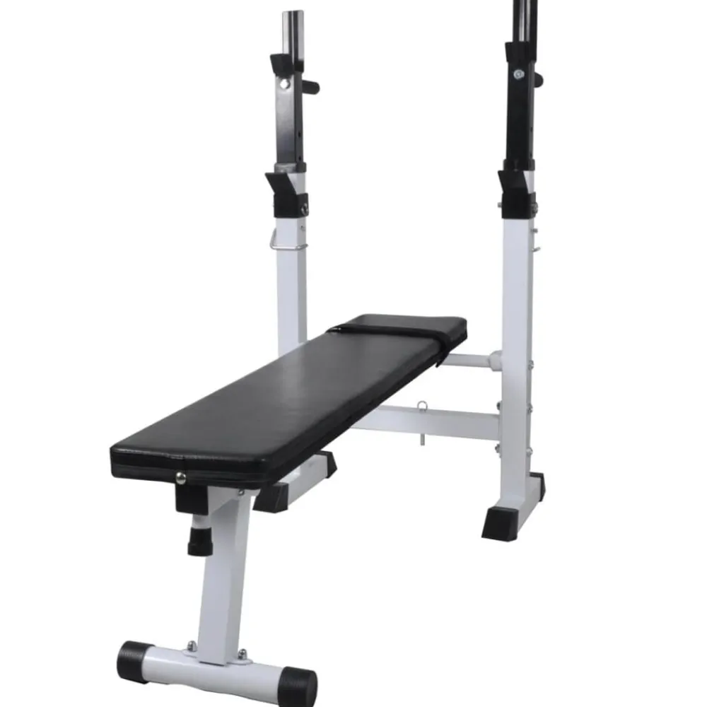 Fitness*vidaXL Trainingsbank met gewichtenrek en halterset 120 kg