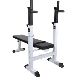 Fitness*vidaXL Trainingsbank met gewichtenrek en halterset 120 kg