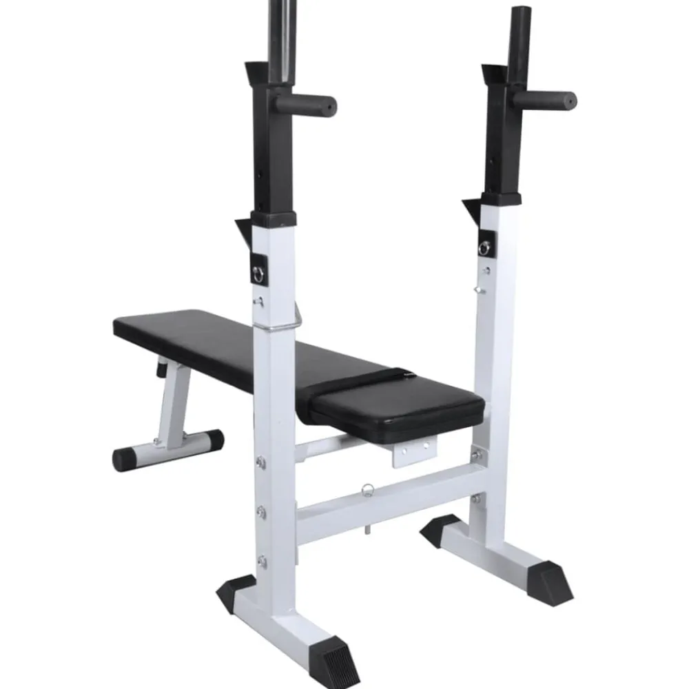 Fitness*vidaXL Trainingsbank met gewichtenrek en halterset 120 kg