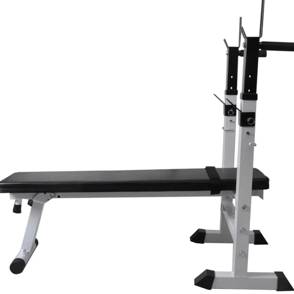 Fitness*vidaXL Trainingsbank met gewichtenrek en halterset 60,5 kg