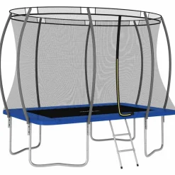 Buitenspeelgoed*vidaXL Trampolineset rechthoekig 150 kg 274x183x76 cm Blauw