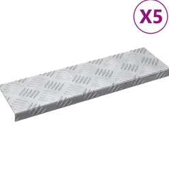 Huishoudelijke Benodigdheden*vidaXL Trap Tread Rechthoekig 5 pcs Zilver 60 x 18 x 2,5 cm Aluminium