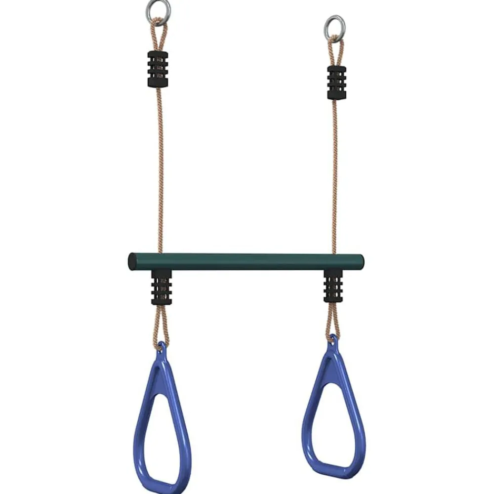 Trapezestang en ringen voor kinderen staal blauw en donkergroen>vidaXL Discount