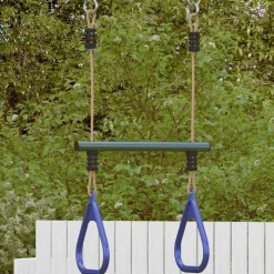 Trapezestang en ringen voor kinderen staal blauw en donkergroen>vidaXL Discount