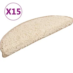 Huishoudelijke Benodigdheden*vidaXL Trapmatten 15 st 56x17x3 cm Crème Halfrond Crème