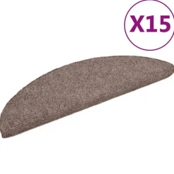 Huishoudelijke Benodigdheden*vidaXL Trapmatten zelfklevend 15 stuks 56x17x3 cm halfrond Lichtbruin