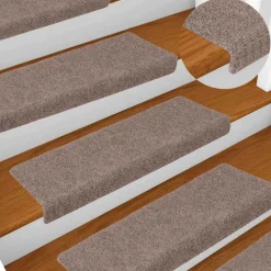 Trapmatten zelfklevend 15 stuks 65x21x4 cm lichtbruin met rechthoekige rand>vidaXL Discount