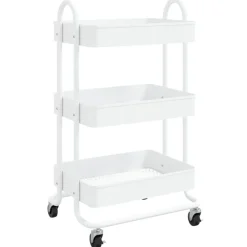 Trolleys*vidaXL Trolley 3-laags 43x34x79 cm staal Wit
