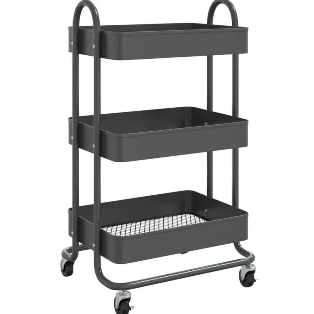 Trolleys*vidaXL Trolley 3-laags 43x34x79 cm staal kleurig Antraciet