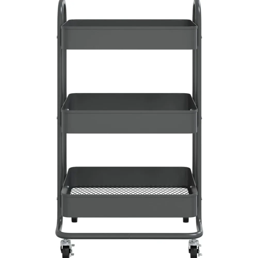 Trolleys*vidaXL Trolley 3-laags 43x34x79 cm staal kleurig Antraciet