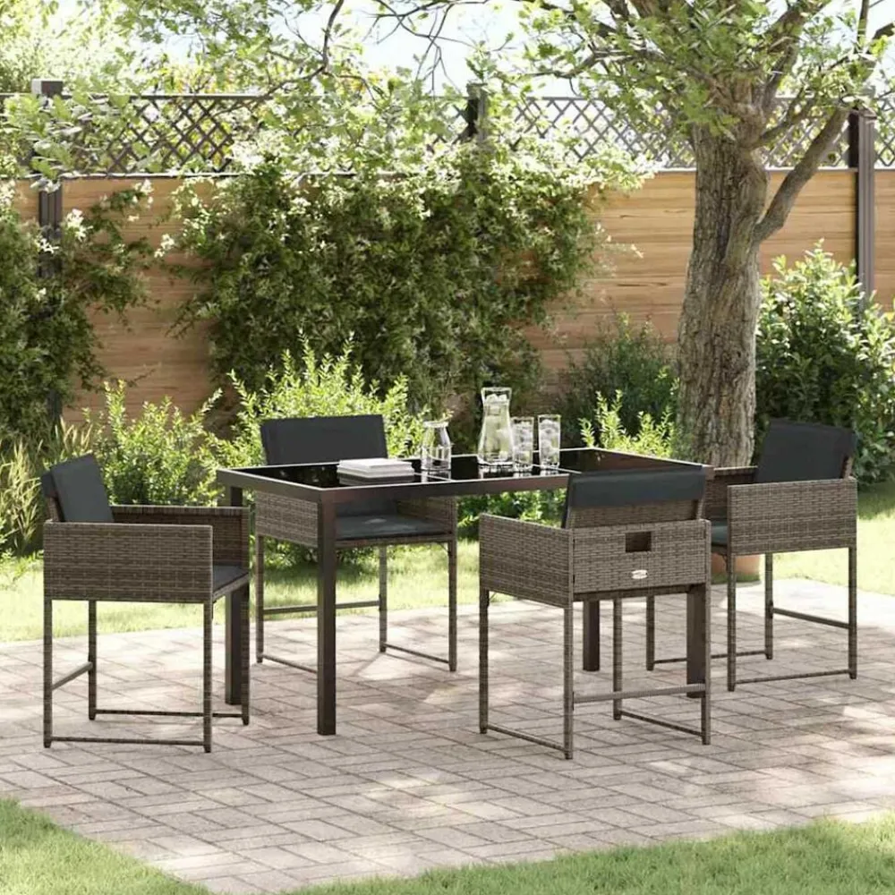 Tuin eettafelset 5 pcs poly rattan>vidaXL Sale