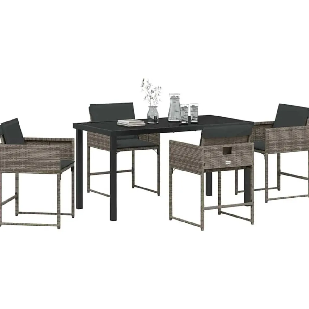 Tuin eettafelset 5 pcs poly rattan>vidaXL Sale