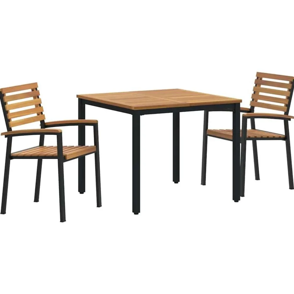 Tuin eettafelset 3 pcs Massief Acaciahout>vidaXL