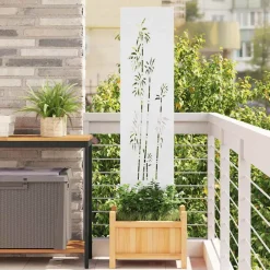 Tuin Privacy Screen Bloemen 32 x 140 cm Koudgewalst staal>vidaXL New
