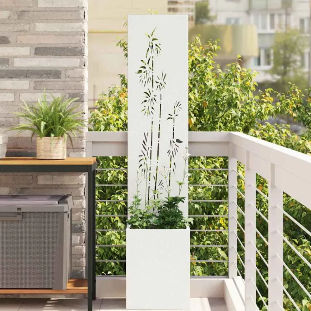 Tuin Privacy Screen Bloemen 32 x 150 cm Koudgewalst staal>vidaXL