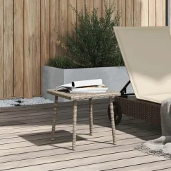 Tuinmeubelen*vidaXL Tuin salontafel rechthoekig 40x40x37 cm poly rattan Lichtgrijs