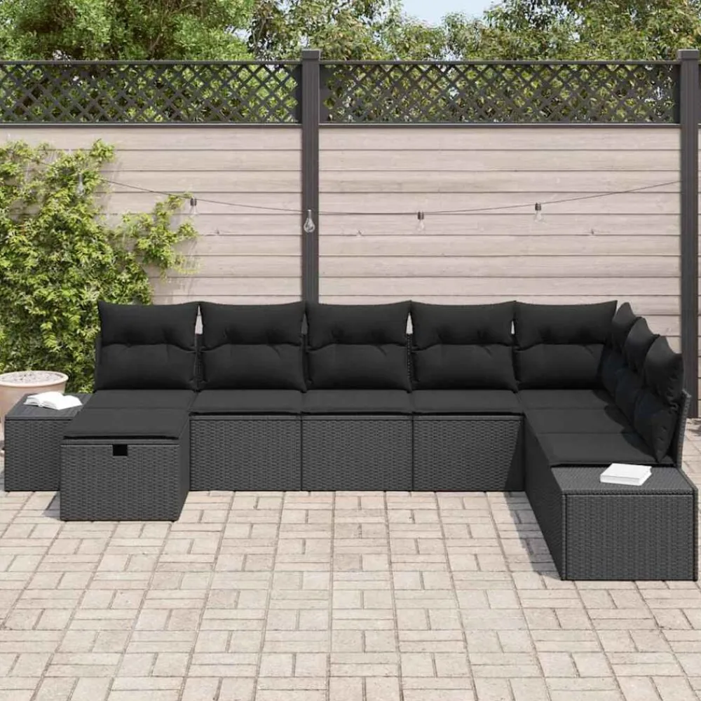 Tuin Sofa Set met kussen 8 pcs Poly riet>vidaXL Online