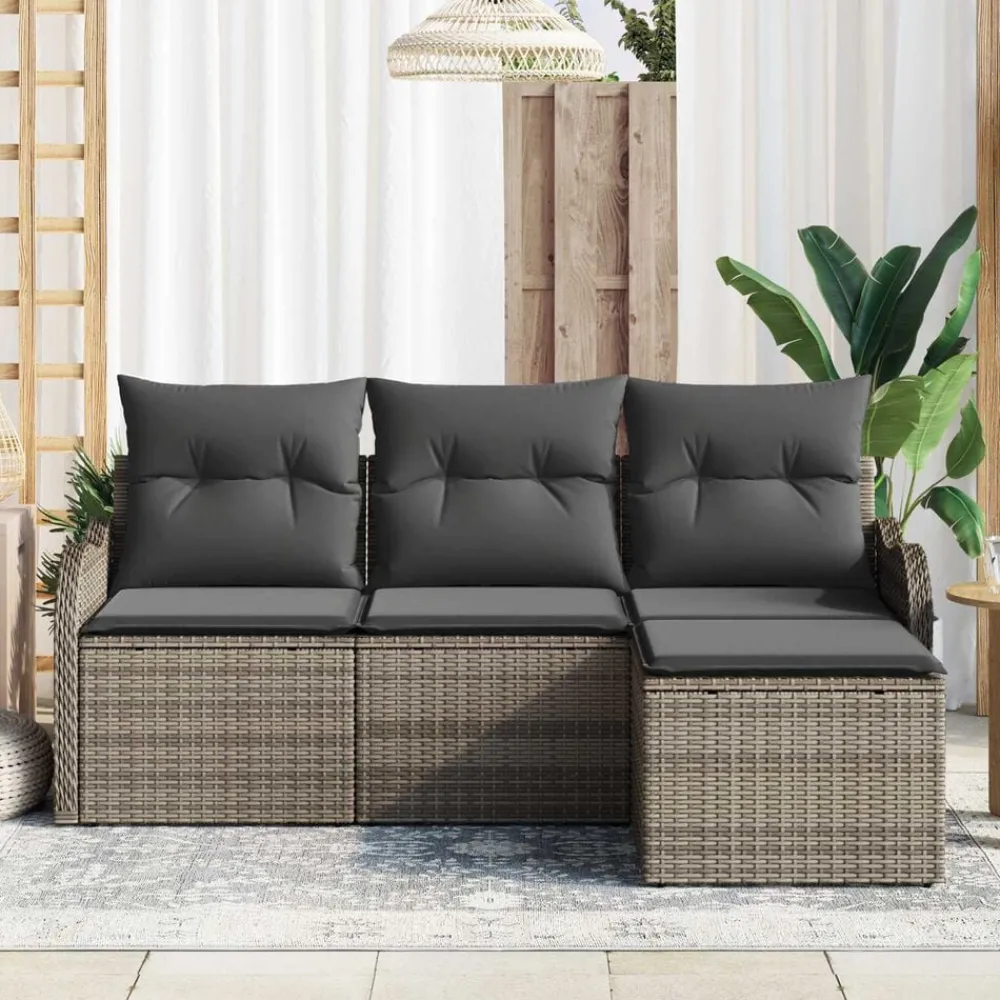 Tuin Sofa Set met kussen 4 pcs Poly riet>vidaXL Sale