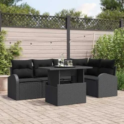 Tuin Sofa Set met kussen met opslag 6 pcs Poly riet>vidaXL Discount