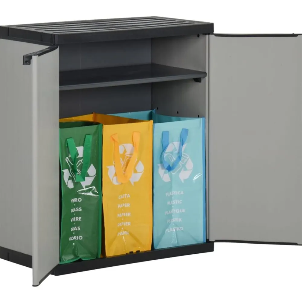Tuinafvalkast 68x40x85 cm polypropeen grijs en zwart>vidaXL New