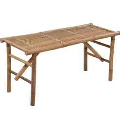 Tuinmeubelen*vidaXL Tuinbank inklapbaar met kussen 118 cm bamboe Cr&egrave;me
