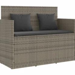 Tuinmeubelen*vidaXL Tuinbank met kussens poly rattan Grijs