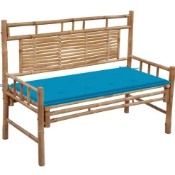 Tuinmeubelen*vidaXL Tuinbank met kussen 120 cm bamboe Blauw