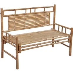 Tuinmeubelen*vidaXL Tuinbank met kussen 120 cm bamboe Blauw