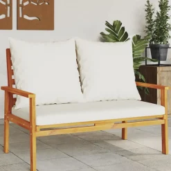 Tuinbank met kussen 120 cm massief acaciahout>vidaXL Discount