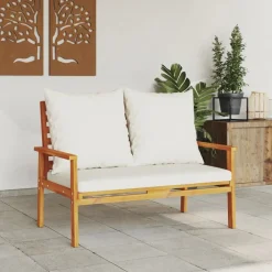 Tuinbank met kussen 120 cm massief acaciahout><noscript><img width=