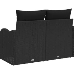 Tuinmeubelen*vidaXL Tuinbank met kussen 121 x 62 x 69cm poly rattan Zwart