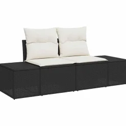 Tuinbank met kussen Zwart 184 x 62 x 69 cm poly rattan>vidaXL New