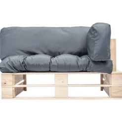 Tuinbank pallet met grijze kussens grenenhout>vidaXL New