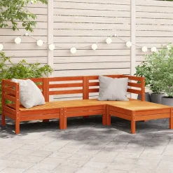 Tuinbank 3-zits met voetenbank massief grenenhout>vidaXL Outlet