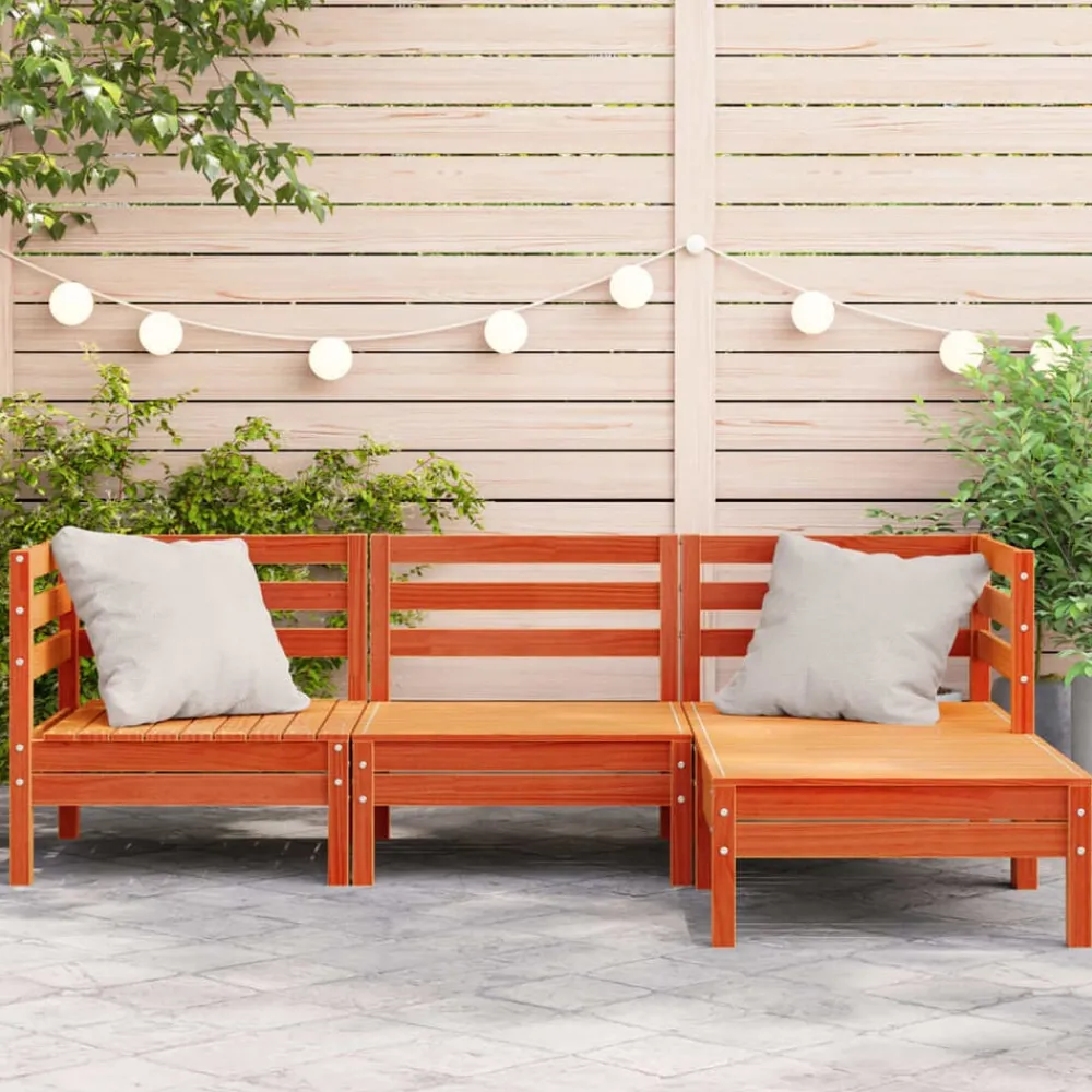 Tuinbank 3-zits met voetenbank massief grenenhout>vidaXL Outlet
