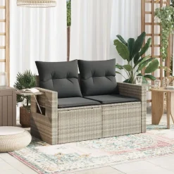 Tuinbank 2-zits met kussens poly rattan><noscript><img width=