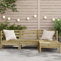 Tuinbank 3-zits met voetenbank geïmpregneerd hout wasbruin><noscript><img width=