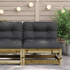 Tuinbank zonder armleuningen met kussens hout><noscript><img width=