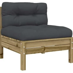 Tuinmeubelen*vidaXL Tuinbank zonder armleuningen met kussens geïmpregneerd hout Naturel ge&iuml;mpregneerd