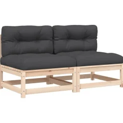 Tuinbanken 2 st zonder armleuningen met kussens grenenhout>vidaXL Discount